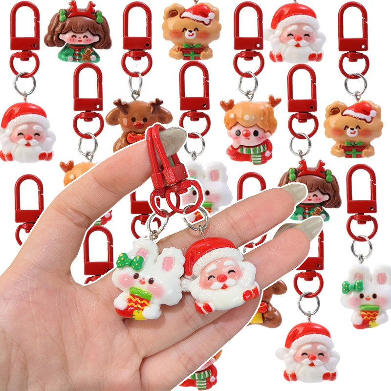 พวงกุญแจวันหยุดสําหรับตกแต่งคริสต์มาส | พวงกุญแจเรซิ่นโลหะผสมสไตล์การ์ตูนเครื่องประดับพร้อมของขวัญเสน่ห์งานรื่นเริง