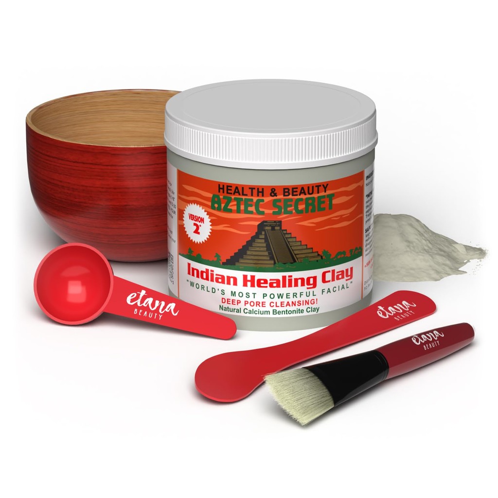 Aztec Secret Essential Indian Clay Mask Kit by Etana – เบนโตะไนท์แคลเซียมธรรมชาติ 100% สําหรับทําควา