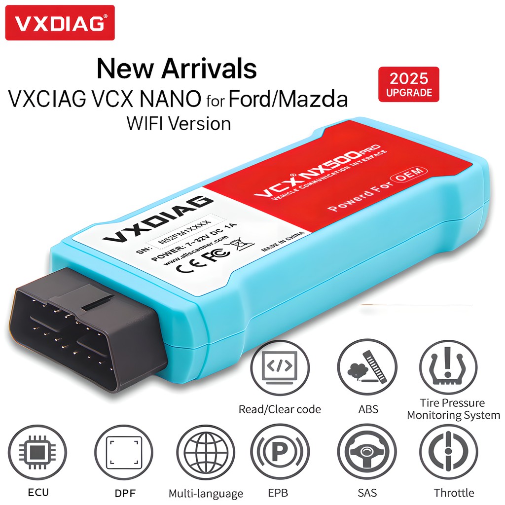 VXDIAG VCX NANO Ford Mazda 2 in 1 WiFi OBD2 เครื่องมือวินิจฉัย VCM2 เปลี่ยน IDS V125 Multi-Language 