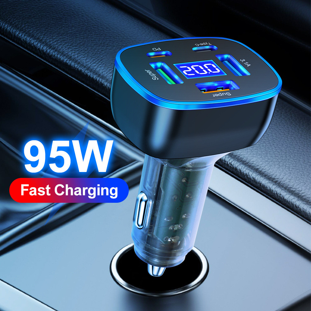 95W Five-in-One Four-Line Car Charger Fast Charge One สําหรับห้า 3USB+2PD Car Charger