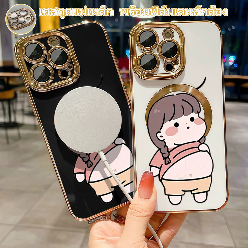 เคสโทรศัพท์ ชาร์จไร้สาย เคสดูดแม่เหล็กแบบการชุบ หรูหรา For iPhone13 14 ProMax 11 12 X XR XSMAX PLUS 
