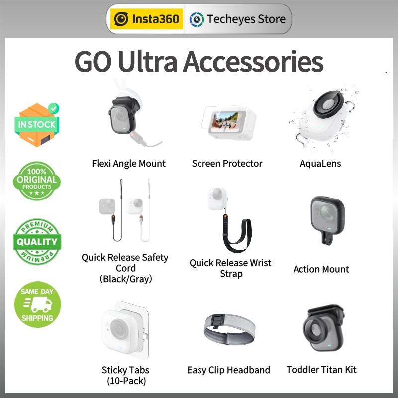Insta360 GO ULTRA Original Accessories - Quick Release Mount, Pivot Stand, Action Mount,Toddler Tita