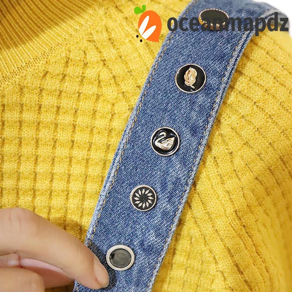 OCEANMAPDZ Cufflinks พร้อมสายคล้องคอดีไซน์ Rhinestone Set 10 pcs สำหรับผู้ชาย ป้องกันการเปิดรับแสง