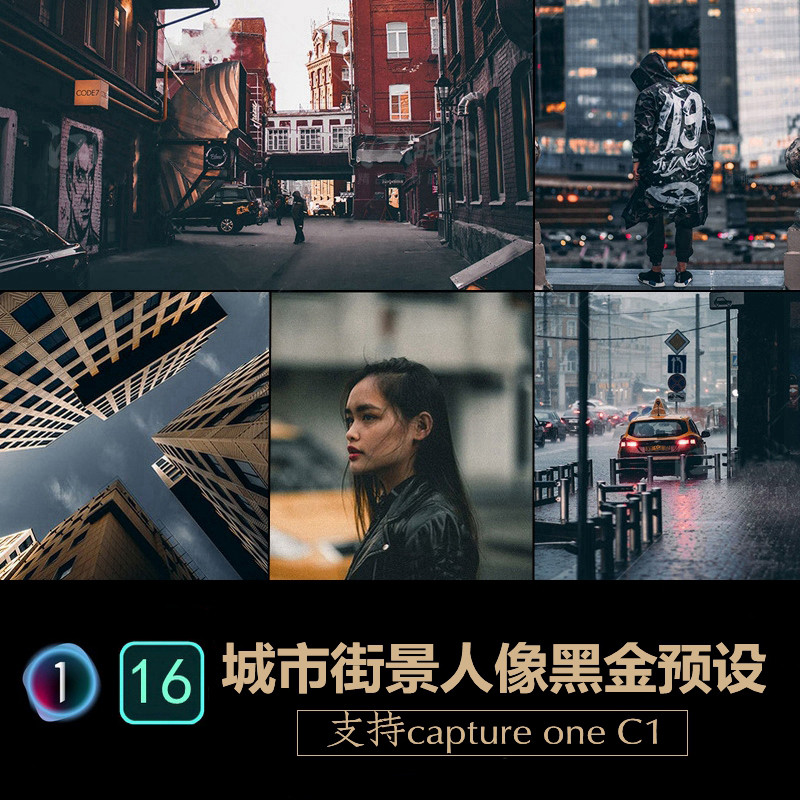 City Portrait Landscape Night View Black Gold Dark Tone Capping one Style Feisi C1 Preset 16 ชุด 168