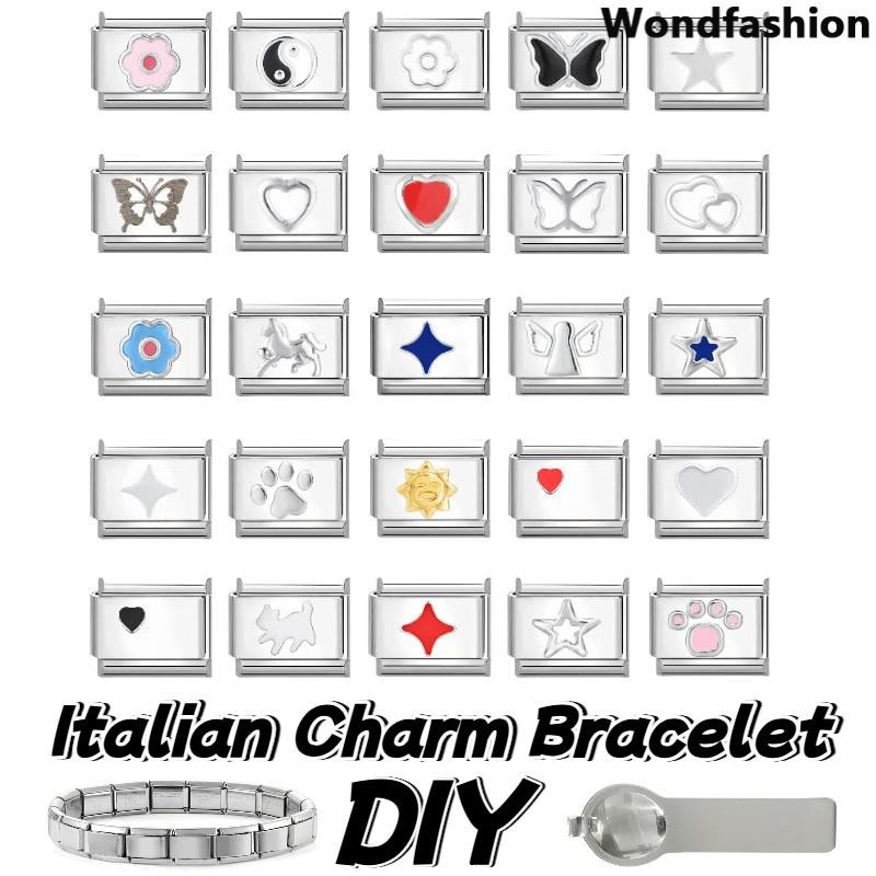 สร้อยข้อมือสไตล์อิตาเลียน ติดได้เอง ขนาด 9 มม. สแตนเลส DIY ตกแต่งด้วยลายเรฮังค์ เพิ่มความเก๋ไก๋ให้แก่ข้อมือของคุณ