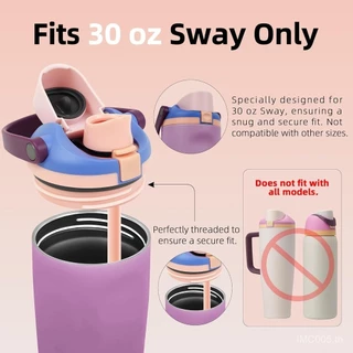 ฝาสํารองสําหรับขวดน้ํา Owala FreeSip Sway 30oz - ปลอดสาร BPA ซีลที่ปลอดภัย ล็อคป้องกันการรั่ว ที่จับพกพาหุ้มฉนวน - ใช้งานร่วมกับขวด Sip และหลอด