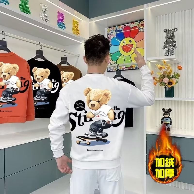 2025 NEW 2025 Casual Loose Sweatshirt Trendy Pullover Men 2022 Autumn Winter Youth Popular Round Nec