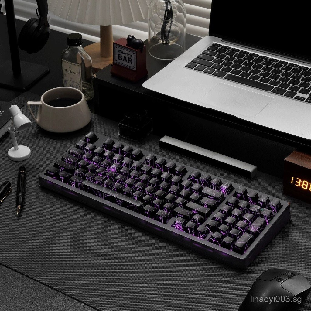 [Spider web]Zoch ZH980Black Transparent Mechanical Keyboard Wired Bluetooth ปรับแต่งได้ Gaming Offic