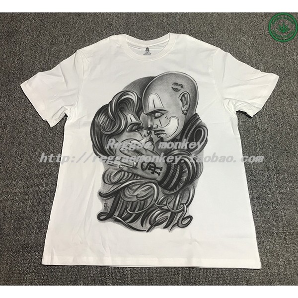 เสื้อยืดแขนสั้น Street Chicano Hip-Hop ออกแบบโดย Western Coast Gang ในธีม Joker และ Tattoo Clown