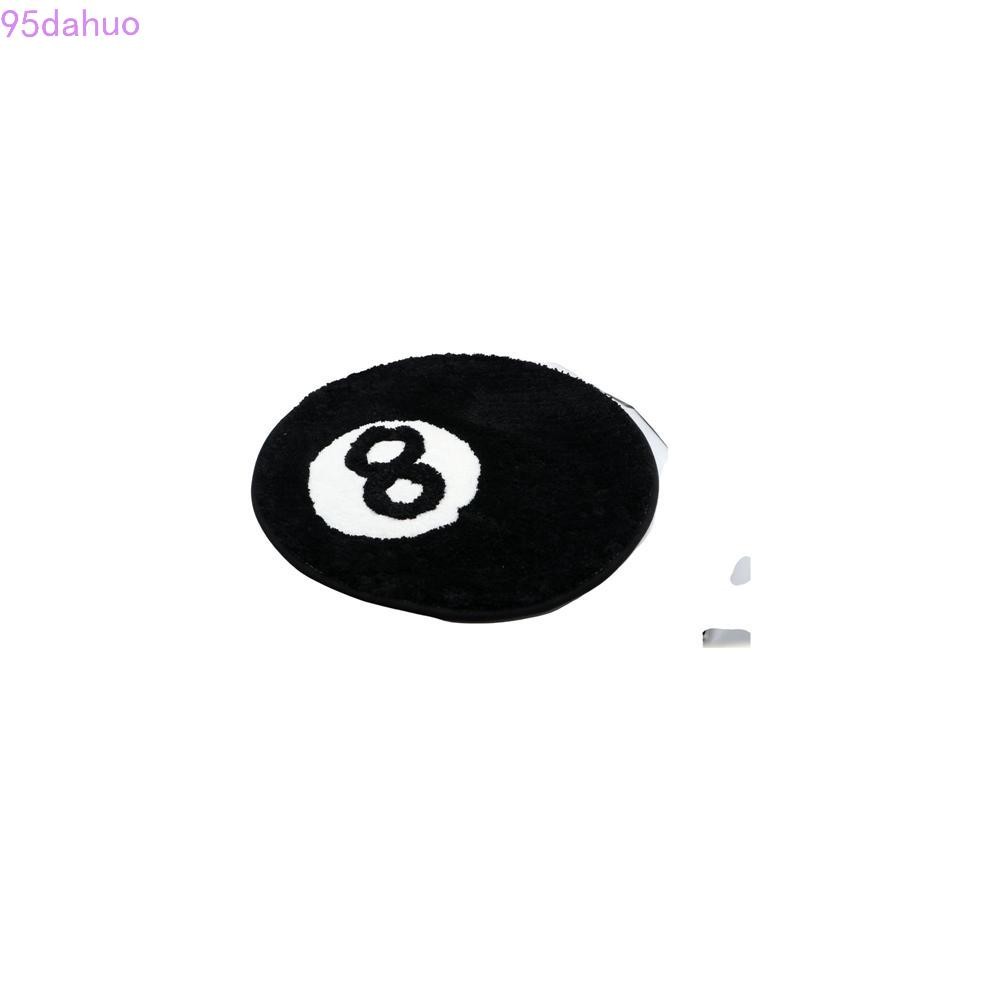 DAHUO 8 Ball พรม, Soft Anti-slip 8 Ball พรม, Creative Round Plush สีดํา 8 Ball Mat Hoom Decor