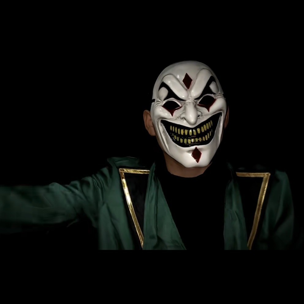 Hot Line หน้ากากฮาโลวีน Dark Depression คอสเพลย์สไตล์จีนหมวกสยองขวัญ Influencer สีดํา Velcro หน้ากาก