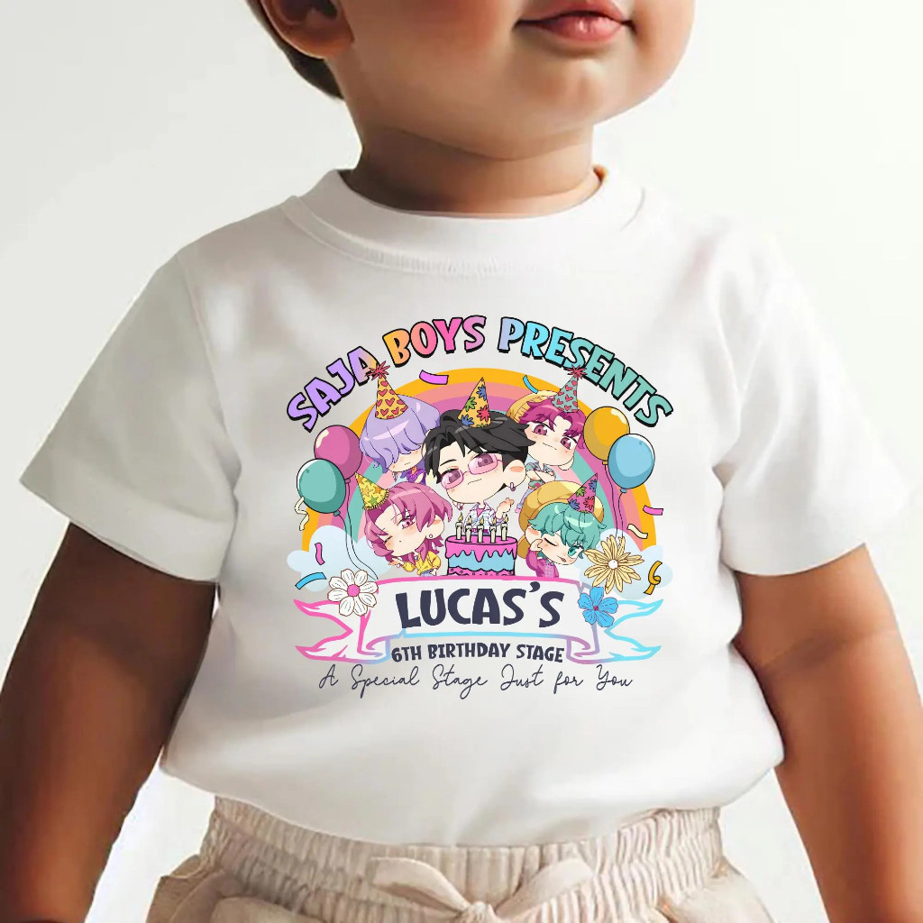 100-5xL เสื้อวันเกิดเด็กชายชื่อที่กำหนดเอง และเสื้อยืดปาร์ตี้สำหรับเด็ก o93o