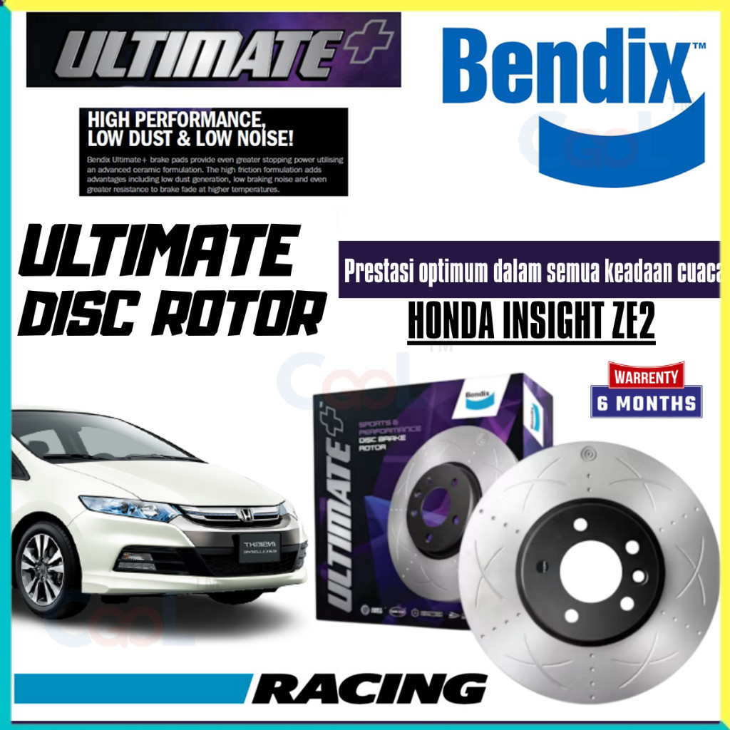 Bendix Ultimate+ ชุดหน้าโรเตอร์ - Honda Insight ZE2 Hybrid BR474 ULT+
