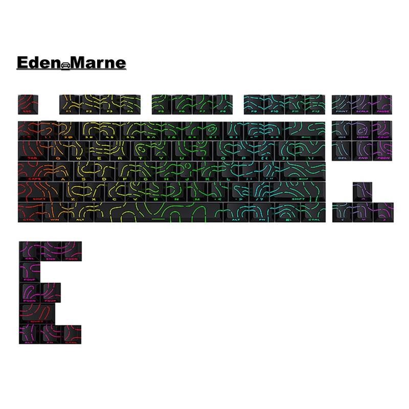 [Eden_Marner]PBT ชุดปุ่มกดโปร่งแสง 97 คีย์สลักด้านข้างสําหรับคีย์บอร์ดแบบกลไกสําหรับเล่นเกม GMK87 F7