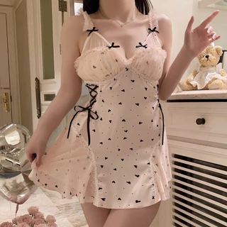 SUPER SEXY ชุดนอนกระโปรงน่ารัก ชุดนอนแบบสายเดี่ยว ชุดนอนฟองน้ำ 🛌 M-5XL | 40-100กก. S-471