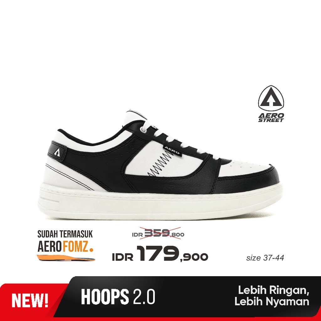 รองเท้าZ | Aerostreet 37-44 Hoops Low 2.0 สีขาวสีดําสีขาว - รองเท้าผ้าใบลําลอง