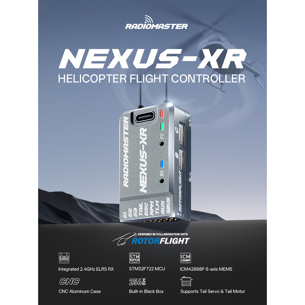 RadioMaster RC NEXUS-XR เฮลิคอปเตอร์ควบคุมการบิน 2.4GHz 5-16V/DC 256MB แฟลช ICM42688P Gyro รองรับ CR