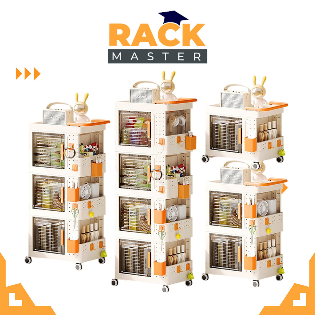 RACK MASTER Book Organizer Box พร้อมการออกแบบ Pegboard แบบพับได้ความจุขนาดใหญ่ที่เก็บของสําหรับใช้ใน