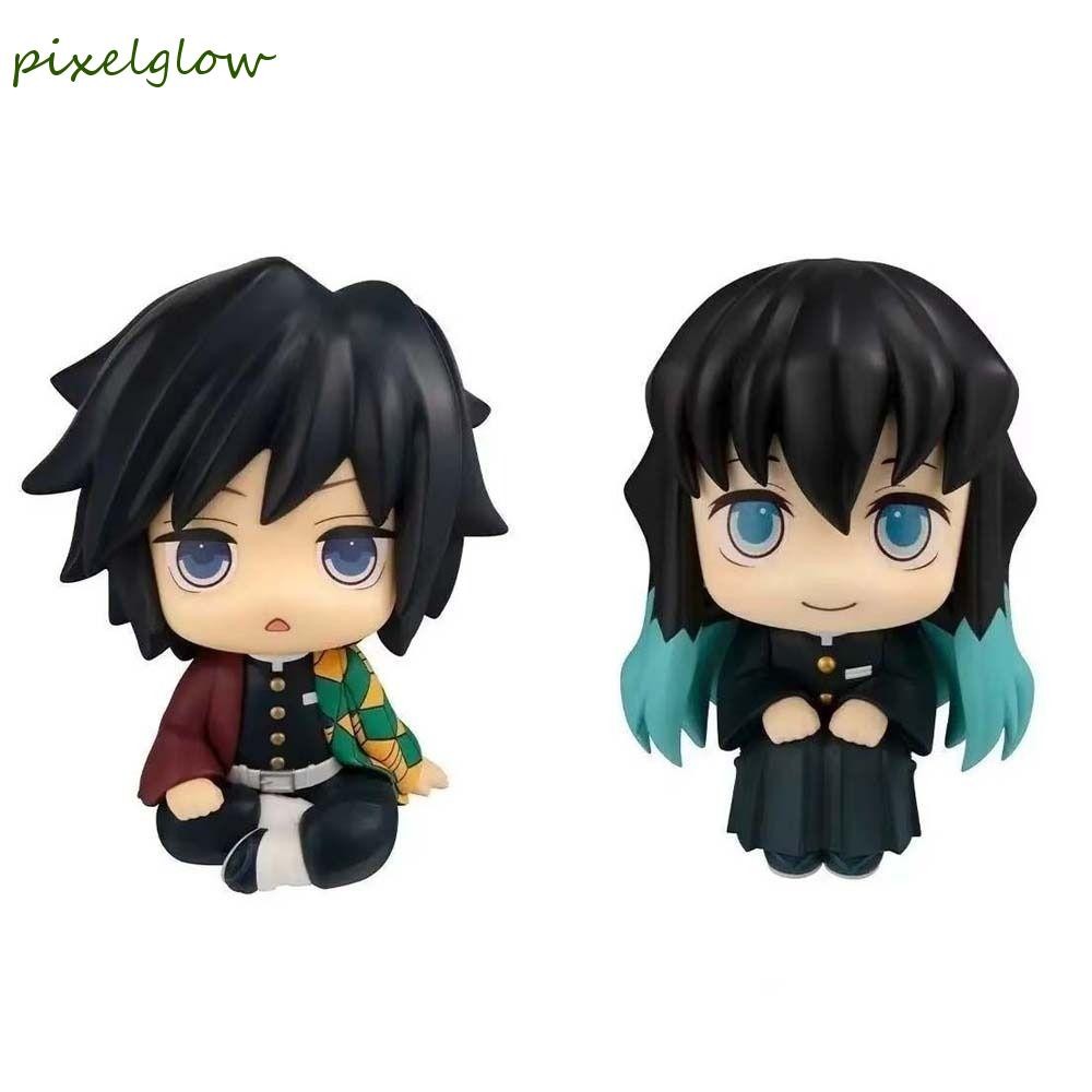 PIXELGLOW Demon Slayer ตัวเลข,รุ่น Q อะนิเมะอุปกรณ์ต่อพ่วง Tokitou Muichiro รุ่น, ของขวัญเด็ก 10 ซม.