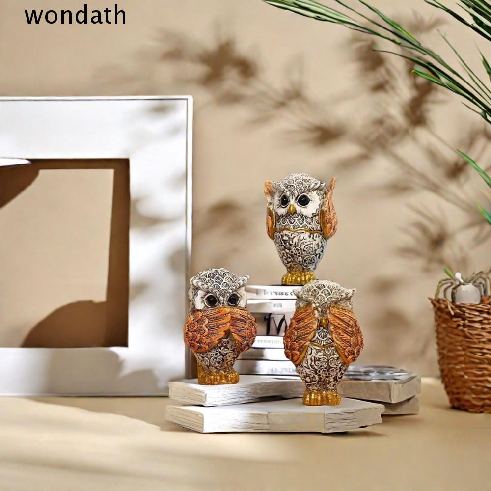 WONDA Owls งานฝีมือ, No-Evil Resin No-Evil Owls, งานฝีมือน่ารัก รูปปั้นสวน