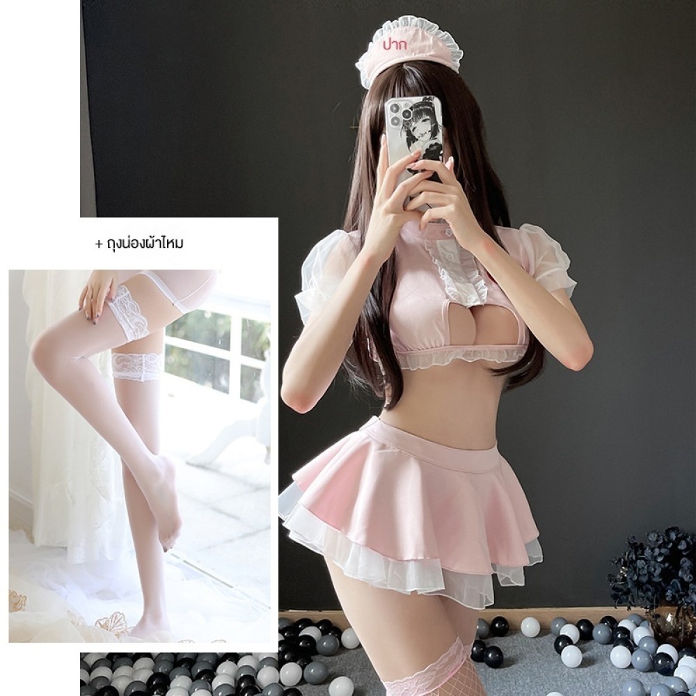 WRF ชุดชั้นในเซ็กซี่ชุดพยาบาลเซ็กซี่และหวานไม่ต้องถอดเครื่องแบบล่อใจกระโปรงสั้นชุดคอสเพลย์สไตล์บริสุ
