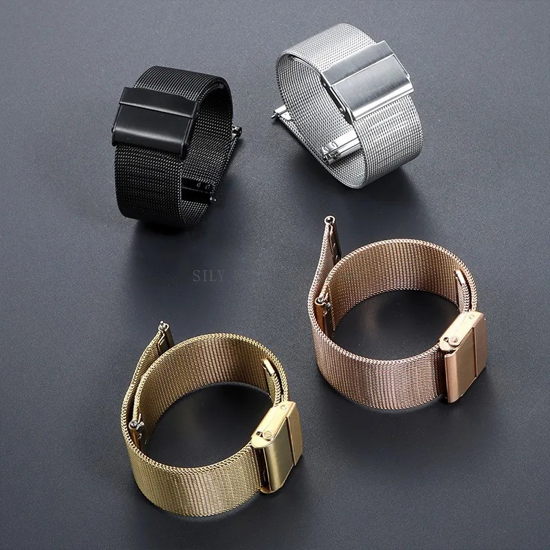0.4มิลลิเมตรตาข่ายโลหะ ชาวมิลาน สายนาฬิกาสายรัด18มิลลิเมตร20มิลลิเมตร22มิลลิเมตรด่วนที่วางจําหน่ายสร