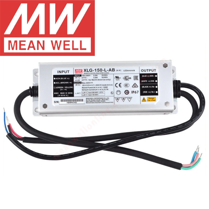 Mean Well XLG-150-L-AB Skyscraper/Street light mianwell 3 in 1 dimming 150W/120-214V/350-1050mA คงที