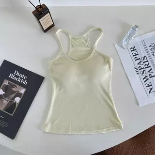 เสื้อครอปท็อปสายเดี่ยวเสริมบราในตัว ผ้ายืด ใส่สบายสําหรับสาวน่ารัก ทุกโอกาศสดใส บางเบา สุดฮิต