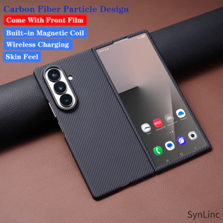 SAMSUNG คาร์บอนไฟเบอร์ไร้สายชาร์จกรณีเหมาะสําหรับ ซัมซุง กาแลคซี Z พับ8อัลตร้าพับ3 4 5 6 7บางเฉียบผิวรู้สึกแม่เหล็กพับกรณีฝาครอบป้องกันด้วยฟิล์มแก้วหน้