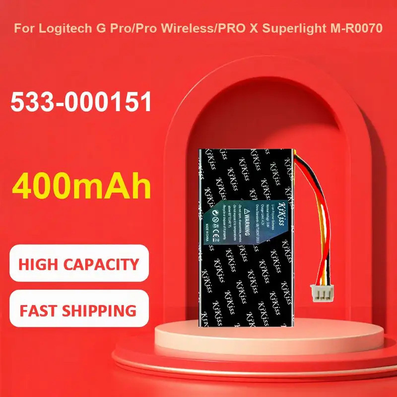 แบตเตอรี่ KiKiss สําหรับ Logitech G Pro X Superlight M-R0070,533-000151,400mAh