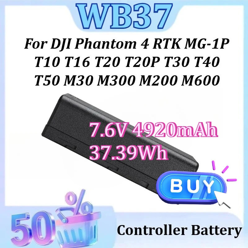 WB37 7.6V 4920mAh 37.39WhสําหรับDJI Phantom 4 RTK MG-1P T10 T16 T20 T20P T30 T40 T50 M30 M300 M200 M