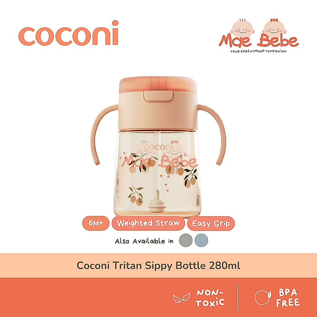 Coconi Tritan Sippy Bottle With Weighted Straw Baby Drinking Bottle 6M+ 280ml
