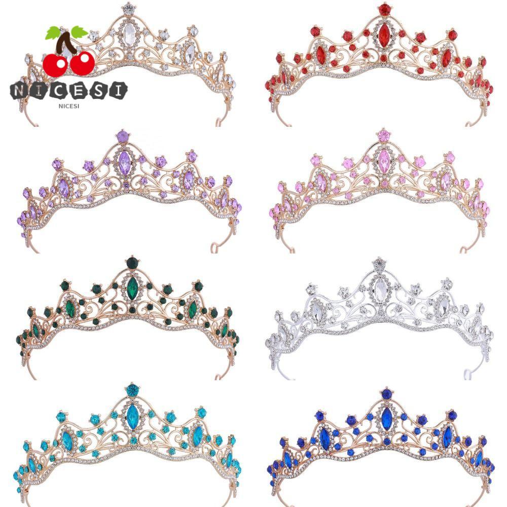 NICESI คริสตัล Tiara, Vintage Baroque Queen Princess Crown, Rhinestone เครื่องประดับผมพรหมเครื่องประดับงานแต่งงาน