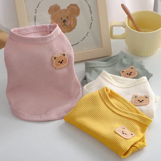 🐻☀️เสื้อกล้ามสัตว์ผ้าบางระบายอากาศ ลายหมี นุ่มใส่สบาย หมาเล็ก แมว ทุกฤดูใส่ได้