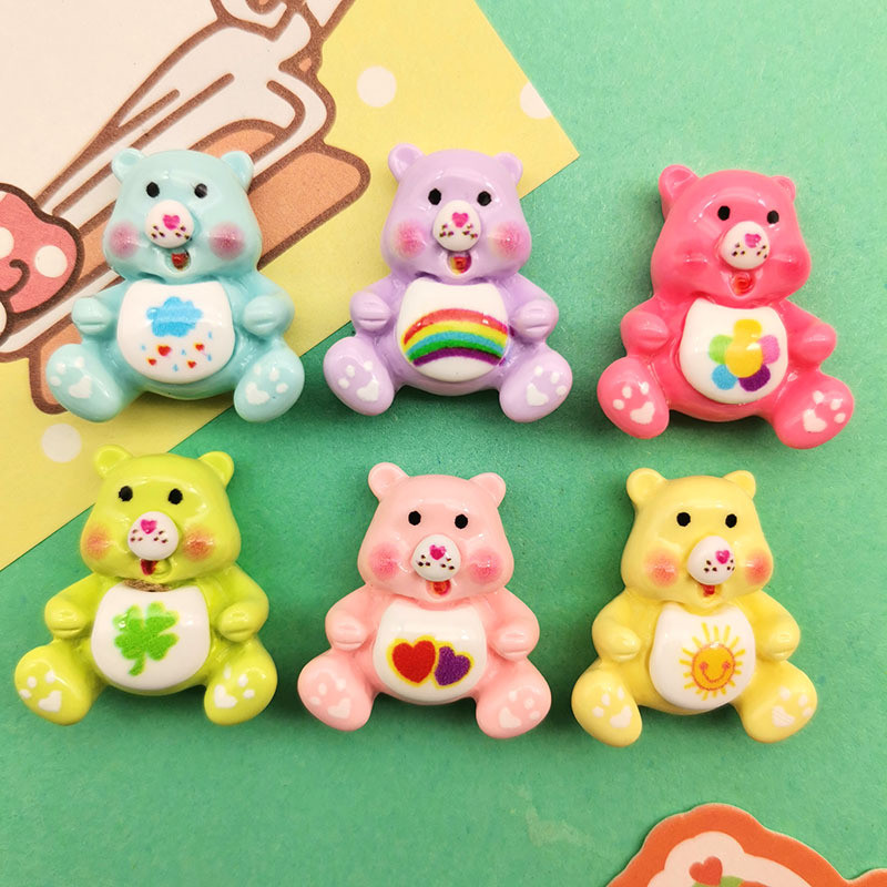 10ชิ้นเคลือบเงาการ์ตูนน่ารักนั่งหมีทําเองอุปกรณ์เรซินครีมกาวเคสโทรศัพท์หัวเชือกคลิปรองเท้าหัวเข็มขัดแพทช์