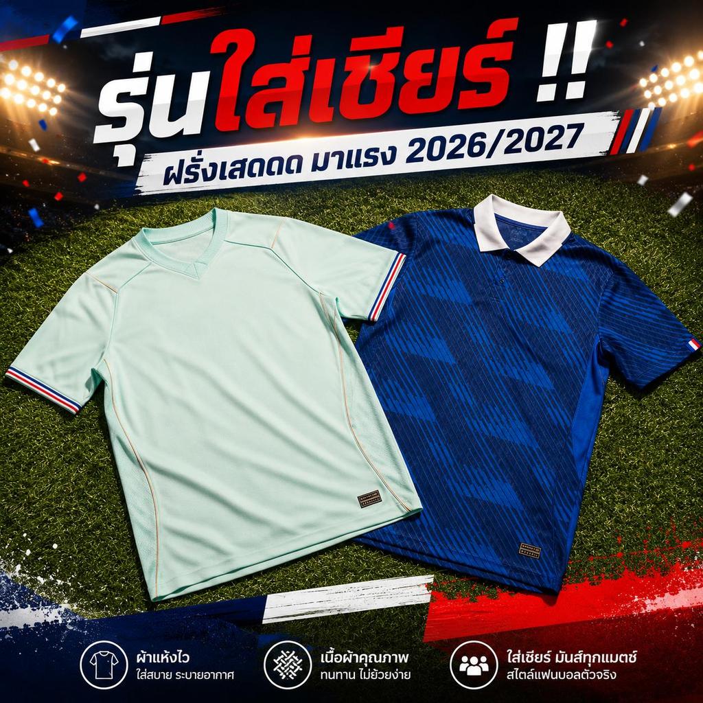 เสื้อบอลคอปก ฝรั่งเศด ศึกทีมนานาชาติโลก26 เกรดแฟนบอล (งานปัก)เกรดสุด (กรม) (ส่งจากไทย)