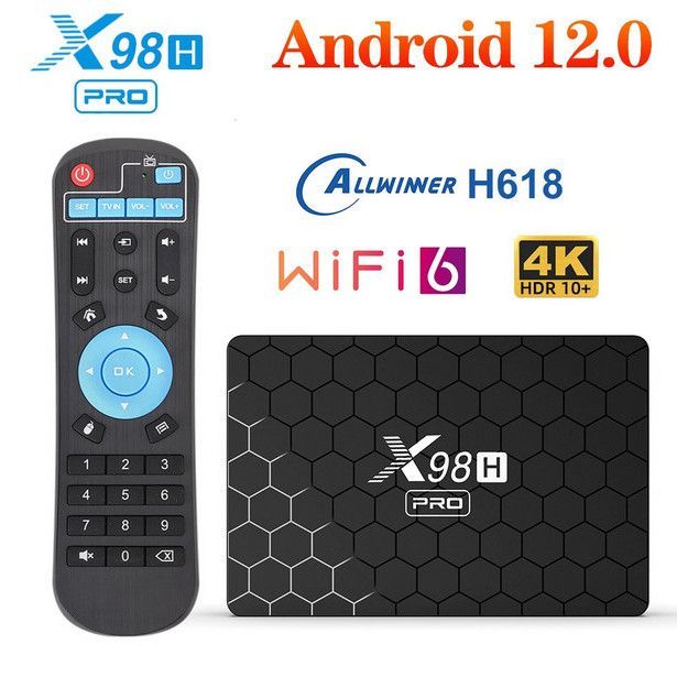 การค้าต่างประเทศ X98H Pro Android 12 Bluetooth Gigabit Network HDMI IN Dual WiFi TV Box tvbox Set To