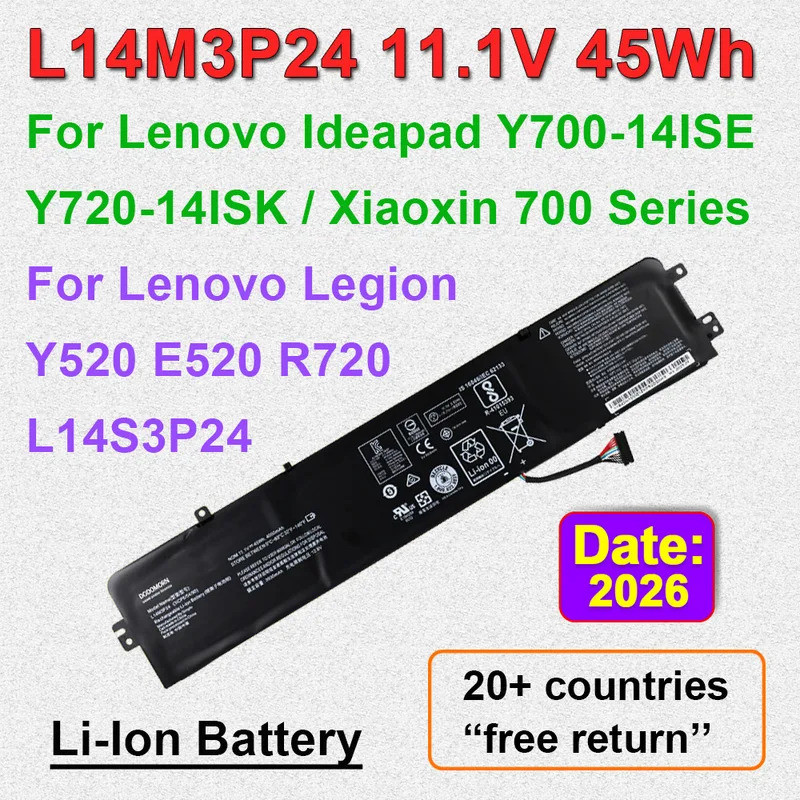 แบตเตอรี่แล็ปท็อป L14M3P24 L14S3P24 สําหรับ Lenovo IdeaPad Xiaoxin 700 Y700 Y720 14ISK Legion Y520 E