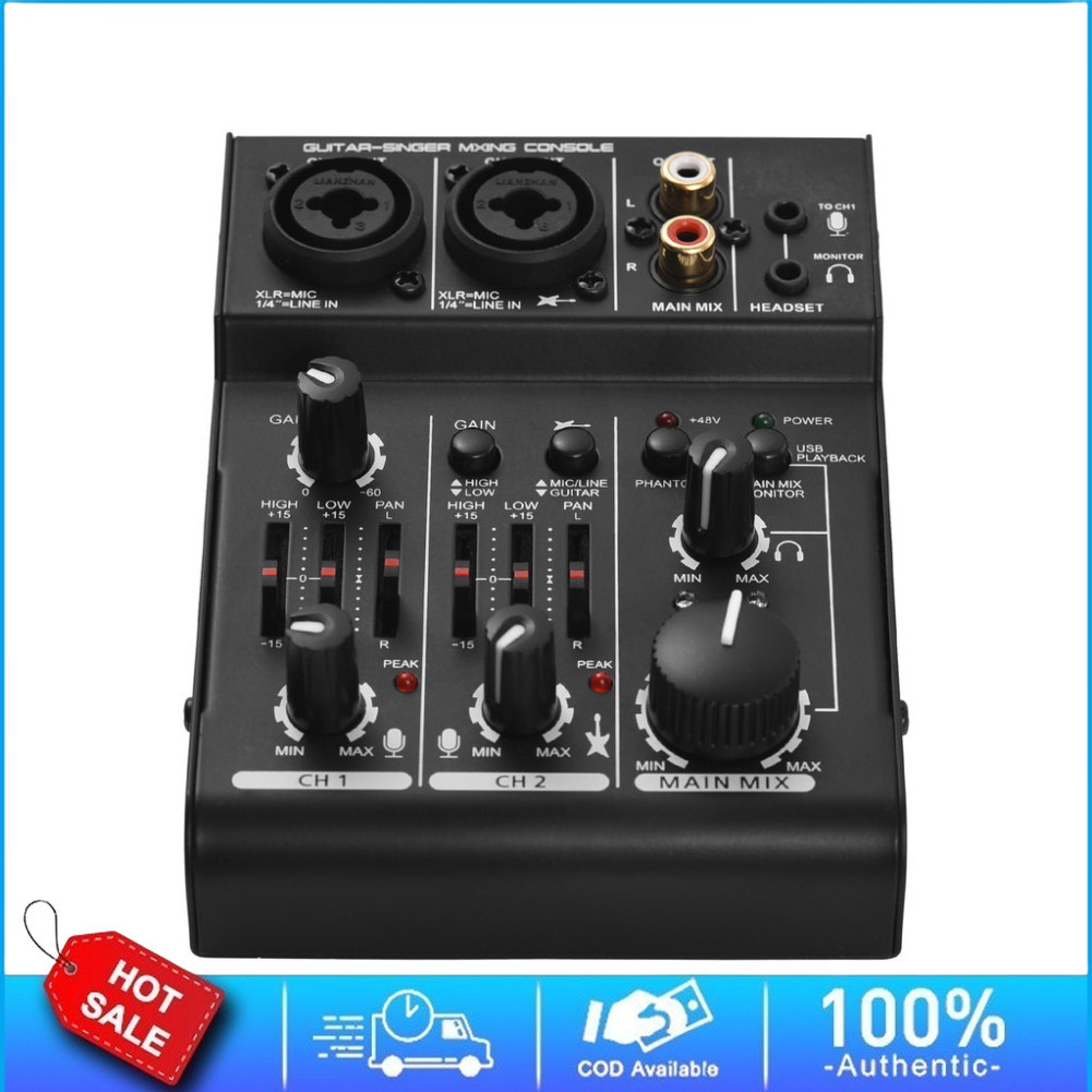 ♬|Wecan Mini 3-Channel การ์ดเสียงผสมคอนโซลดิจิตอลมิกเซอร์ในตัว 48V Phantom Power 5V USB Powered สําห