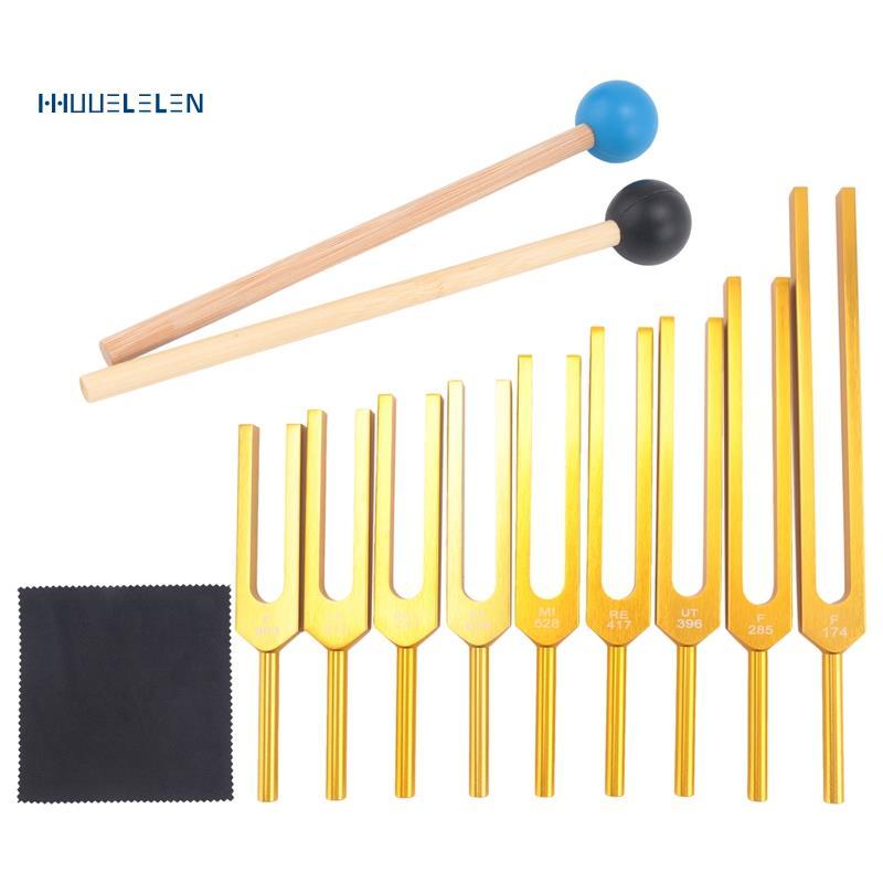 [Promote H]Tunning Forks Set 9 ชิ้น 174/285/396/417/528/639/741/8552/963Hz ส้อมปรับแต่ง, ชุดเครื่องม