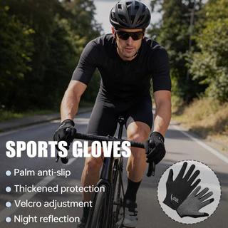 PHMAX Full Finger Anti Slip ถุงมือขี่จักรยานกันกระแทกหน้าจอสัมผัส Breathable MTB ถุงมือจักรยาน