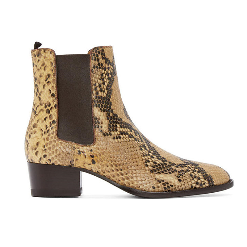 CHELSEA รองเท้าผู้ชายรองเท้าสั้น Martin Boots CHELSEA BOOT ยุโรปอเมริกัน Handmade High-End รูปแบบงูข