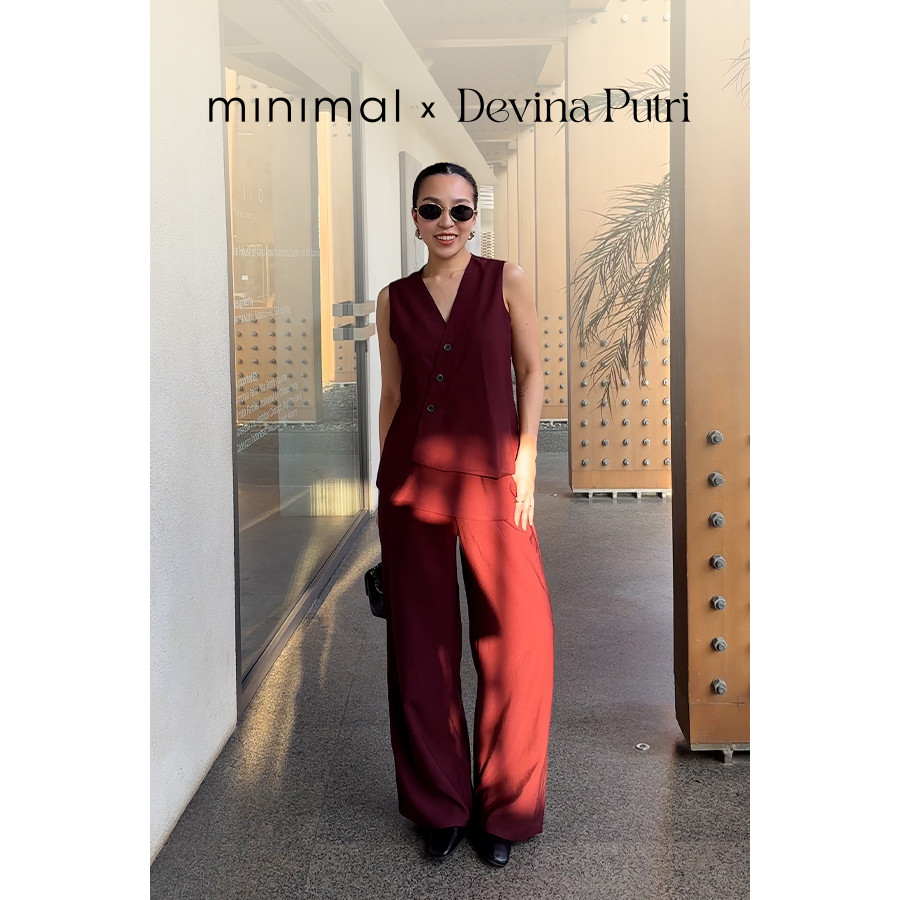 Minimal x Devina Putri - Zana - เสื้อกั๊กไม่สมมาตร - สีม่วงเข้ม