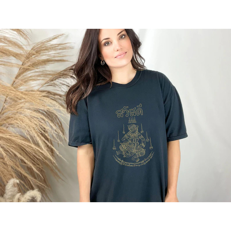 Sak Yant Thai Thailand Blessin protection Tattoo boho ift for her COMFORT Colors Unisex Tee T-Shirt