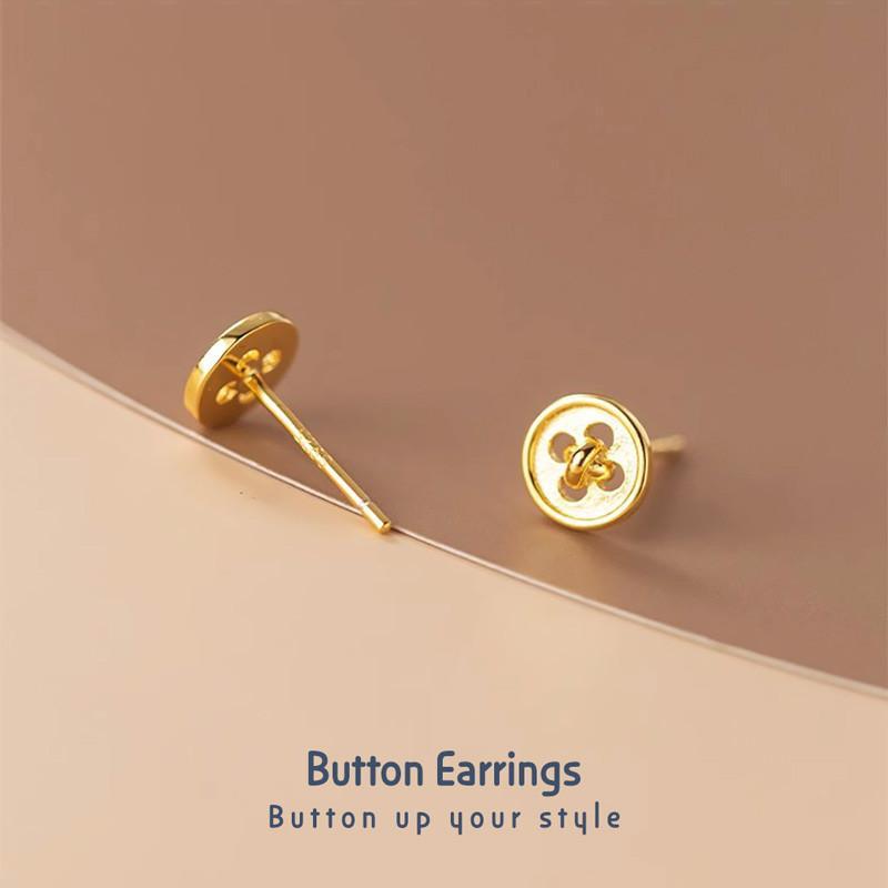 Button Earrings ต่างหูเงินแท้ S925 [MERCELO]