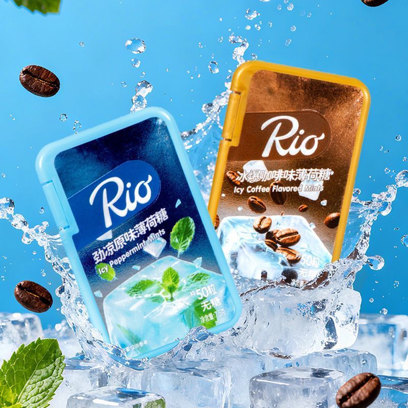 [Rio] ลูกอมมิ้นต์ปราศจากน้ําตาล ลูกอมกาแฟ ลมหายใจสดชื่น ลูกอมเย็น ลมหายใจสดชื่น ผู้ชาย เย็น พก พี ลู