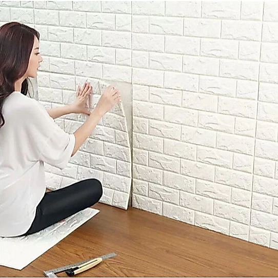 วอลเปเปอร์ติดผนังลายอิฐ 3D กันน้ำ