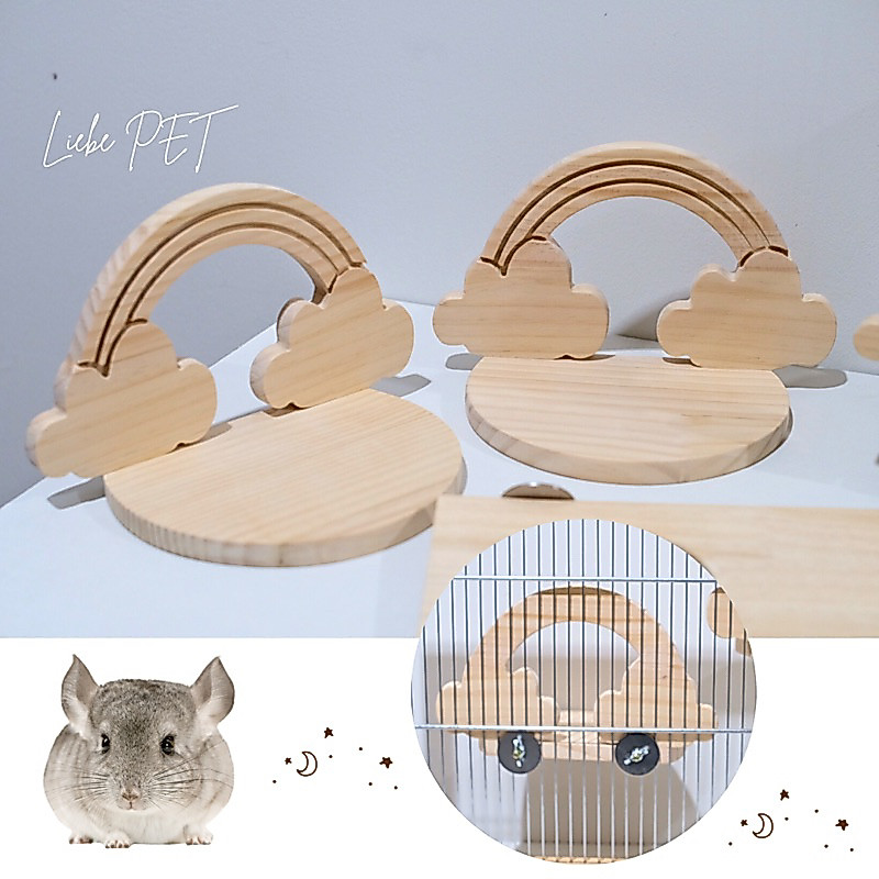 LP12 พร้อมส่ง ชั้นปีนก้อนเมฆในสายรุ้ง ยึดกรง ติดกรง ตกแต่งกรง ที่นอนสัตว์เลี้ยงเล็ก เช่นชินชิลล่า ไม้สนคัดเกรดA มินิมอล