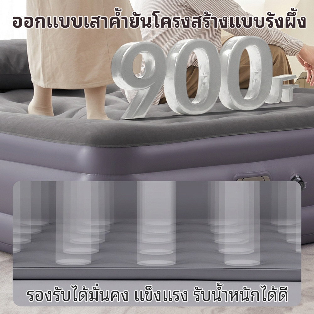 เตียงเป่าลม ที่นอนเป่าลมอัตโนมัติ 25/40ซม ที่นอนเป่าลม พร้อมปั๊มลมในตัว พร้อมแบตเตอรี่ในตัวPVCหนา รูปที่ 7