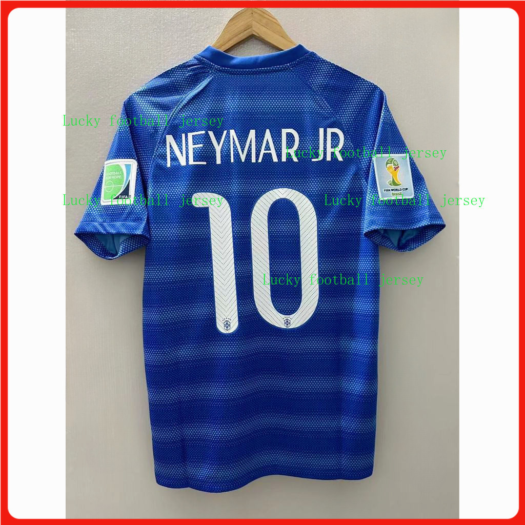 2014 Brazil Away NEYMAR JR T.SILVA คุณภาพสูง Retro Football Jersey เสื้อยืดแบบกําหนดเอง HULK MARCELO